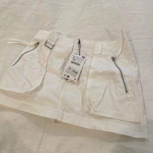 ZARA white cargo miniskirt